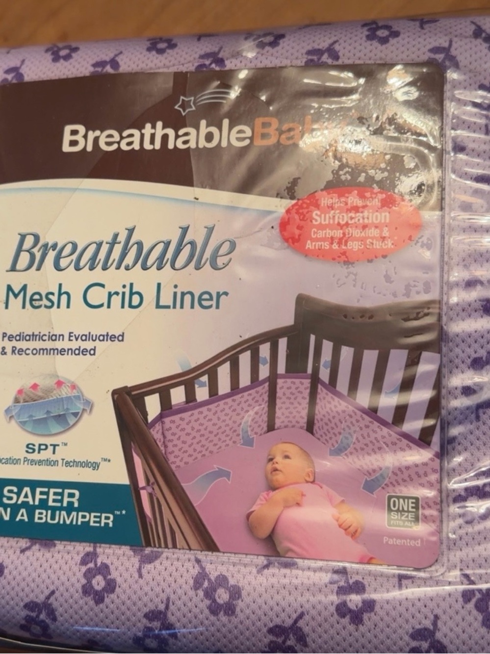 Purple Mesh Crib Liner -